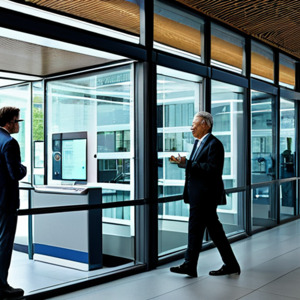 Transparency & Innovation**

"An open, modern government building with glass walls, bathed in natural light. Citizens are interacting with digital kiosks, accessing public information. Officials are collaborating with citizens, looking at data on a large display. Focus on clear communication and accessibility. Safe for work, appropriate content, fully clothed, professional, perfect anatomy, natural proportions, high quality, digital illustration."

**