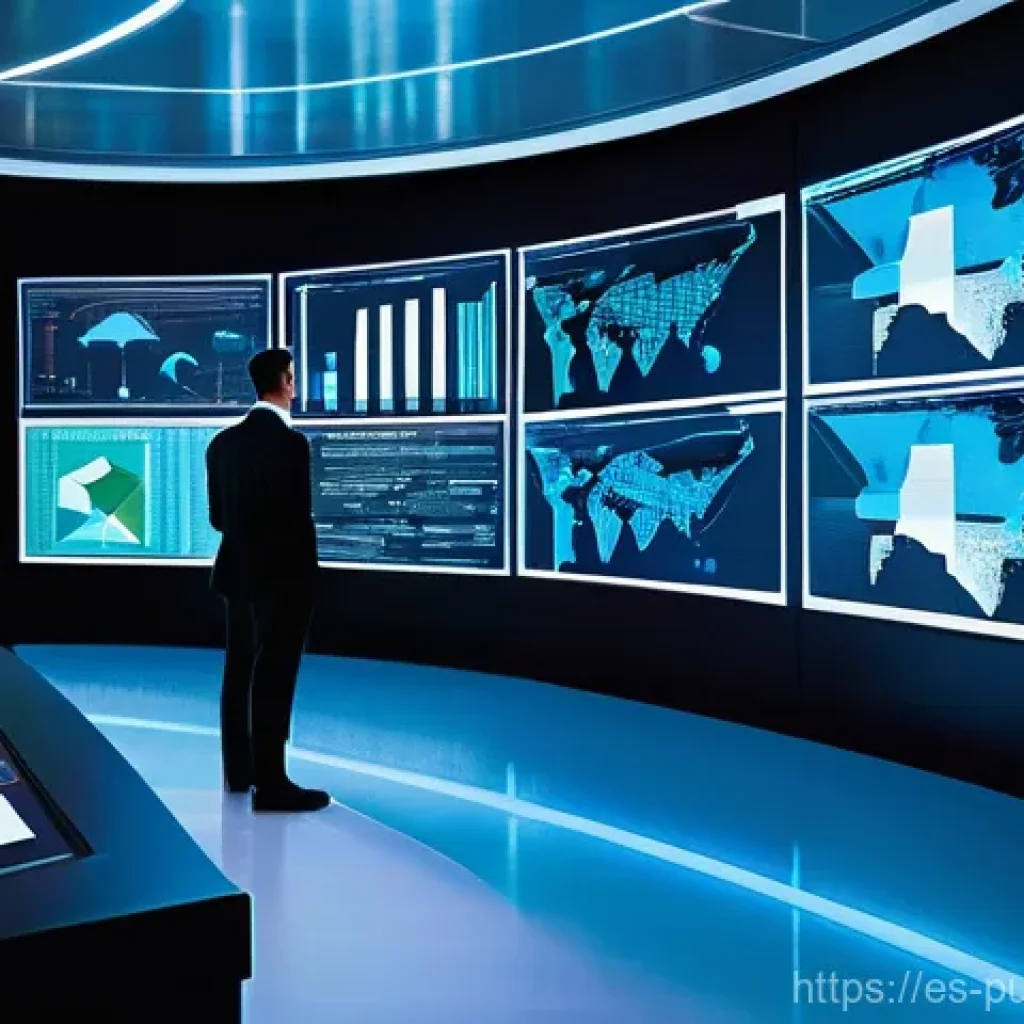 공공부문 연구 방법론 - **Prompt:** A futuristic, bright government operations center. Diverse data analysts and policy make...