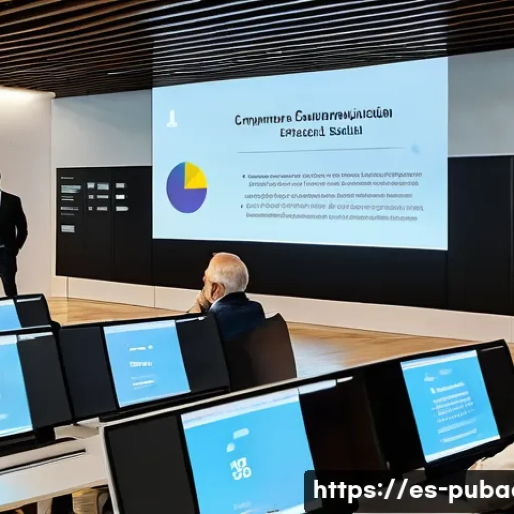 행정적 공정성 분석 - A diverse group of Spanish-speaking municipal government officials and local citizens engaging in a ...
