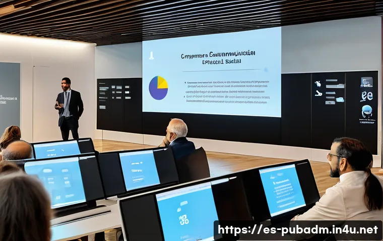 행정적 공정성 분석 - A diverse group of Spanish-speaking municipal government officials and local citizens engaging in a ...